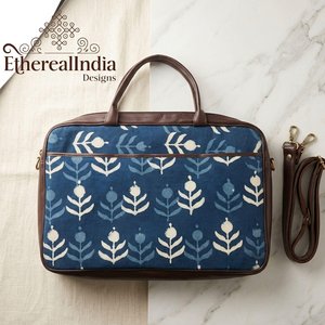 Bolso de Mano para Portátil de Algodón Hecho a Mano, Bolso de Oficina Estampado con Correa, Bolso Bandolera Étnico - Product Image 6