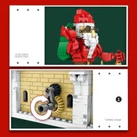 Reobrix 66001 1039PCS Kereta Santa Claus Mekanik Kotak Manual Drive Model Bata Hiasan Meja Mainan Set Blok Bangunan