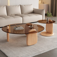 Table basse en verre pour salon, combinaison créative moderne et luxueuse avec table d'appoint de forme spéciale