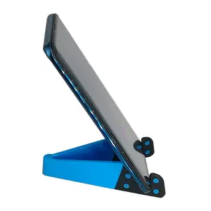 Custom Logo Portable V Shape Plastic Folding Desk Table Mobile Phone Tablet Stand Mount Holder For Mobile Phone