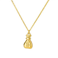 Collier Pendentif Sac à Monnaie Zhongzhe en Acier Inoxydable Plaqué Or 18K, Chaîne Maillons, Bijou Rétro Inaltérable, Cadeau Porte-Bonheur Dollar