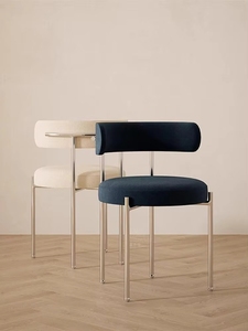Silla de Comedor Moderna de Lujo VL, Tapizada en Tela Blanca con Patas de Acero Inoxidable y Respaldo de Lana Bouclé, para Hogar, Cafetería o Comedor - Product Image 5