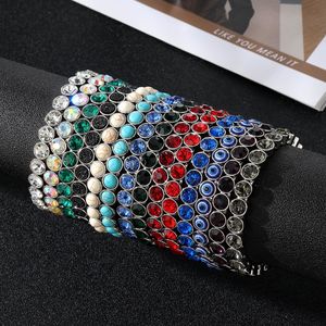 สร้อยข้อมือโลหะผสมประดับหินธรรมชาติและเพชรเทียม ดีไซน์ทรงกลมหลากสี สำหรับผู้หญิง เหมาะสำหรับงานปาร์ตี้ - Product Image 1
