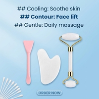 Kit de massage facial en résine blanche, rouleau double tête et spatule en forme de cœur, outil de soin anti-gonflement et liftant pour le visage et le spa beauté