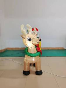 Luces <span class=keywords><strong>LED</strong></span> Decorativas para Fiestas Familiares al Aire Libre, Inflable Navideño <span class=keywords><strong>de</strong></span> Santa Claus Sentado en un Trineo con 2 Renos - Product Image 4