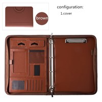 Carpeta de PU multifuncional A4, bolsa con cremallera, soporte para teléfono móvil personalizable, carpeta de venta de datos portátil para gerentes de negocios para
