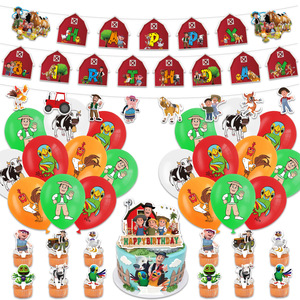 ชุดตกแต่งงานวันเกิดกระดาษรักษ์โลกจากฟาร์ม <span class=keywords><strong>Zeze</strong></span> สไตล์เด็กๆ ปรับแต่งสีและขนาดได้ พร้อมธงแขวน ลูกโป่ง และฉากหลัง - Product Image 2