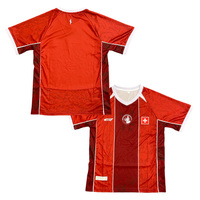 Maillot de football d'équipe rouge à imprimé intégral, séchage rapide, respirant, pour homme, uniforme d'entraînement pour supporter avec logo croix suisse
