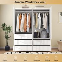Armoire moderne à 4 portes et 5 tiroirs pour chambre à coucher