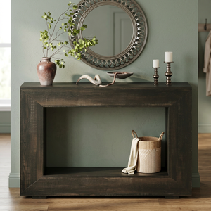 Rustic <b>Brown</b> Modern Console <b>Table</b> Leg Narrow Entryway MDF Storage Shelf Easy Assembly for Hallway Living Room Villa - Product Image 5