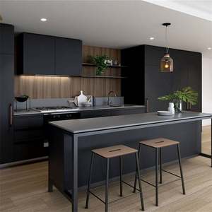 Petite armoire de cuisine intelligente, entièrement en bois, gris foncé et noir - Product Image 2