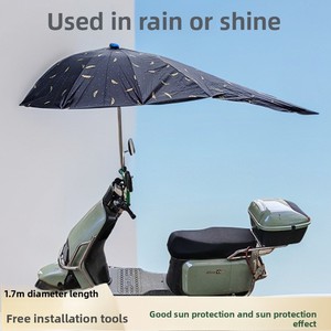 Parapluie de vélo manuel pour scooter électrique Revêtement noir Pare-soleil épais pour le voyage Polyester pour moto et vélo - Product Image 3