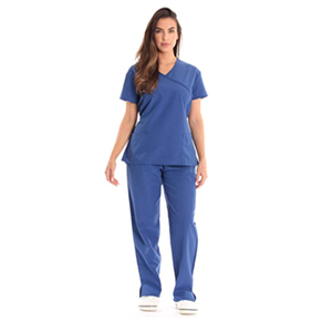 OEM abbigliamento medico ospedale uniforme su misura per l'<span class=keywords><strong>infermiera</strong></span> cotone manica corta blu per le donne 100% cotone vestiti del personale ospedaliero - Product Image 2