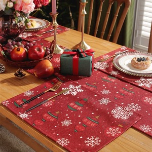 Runner da Tavola Rosso in Cotone Stile Americano, Ecologico e Personalizzabile, per Decorazioni da <span class=keywords><strong>Cucina</strong></span> e Sala da Pranzo, Vendita Calda - Product Image 5