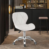 Chaise de salle à manger moderne avec roulettes, en cuir PU blanc, pivotante et réglable, pour bar et club