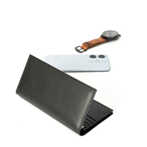 Handmade <b>Long</b> <b>Wallet</b> Black Leather Multi-Card Holder Fold Closure Unisex Minimalist Design - Product Image 4