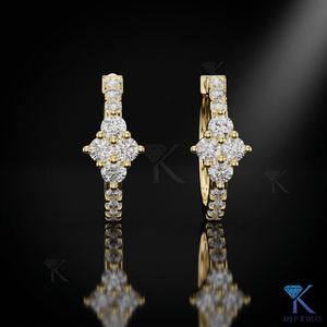 Lab Grown CVD HPHT Diamond Cluster Huggie <b>Hoop</b> <b>Earrings</b> Pave 14K <b>Solid</b> Gold Luxury Women Wedding Bridal Jewelry KRUP JEWELS - Product Image 2