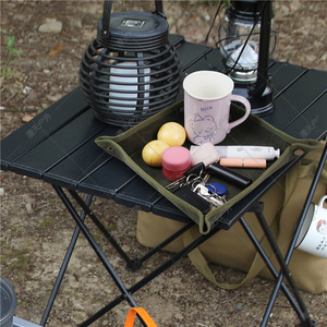 Canvas <b>Camping</b> Storage <b>Mat</b> Square Waterproof Outdoor Desktop Organizer Khaki Army Green - Product Image 4