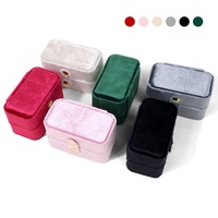 Boîte à bijoux rectangulaire moderne en velours avec logo personnalisé, mini boîte de rangement pour boucles d'oreilles, emballage de voyage – Offre Spéciale