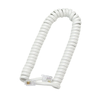 Cordon téléphonique spiralé RJ9 4P4C personnalisé blanc, gaine en PVC, connexion rapide, extensible librement, pour équipement d'interphone
