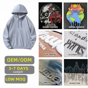Fabricante de sudaderas con capucha TKAN263 al por mayor personalizado 450 550Gsm mezclas de algodón forro polar sudaderas con capucha de hombre de gran tamaño estampado con bordado - Product Image 2