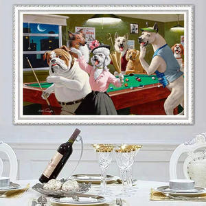Peinture diamant 5D DIY à pose complète, décoration murale pour chambre d'amis, peinture diamant pour la maison, chiens jouant au billard dans le <span class=keywords><strong>club</strong></span> - Product Image 3