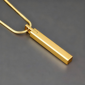 สร้อยคอผู้ชายสแตนเลสสตีลทรงแท่งแนวตั้ง 3 มิติ ดีไซน์ทันสมัย ชุบทอง 18K ไม่ลอก ไม่ดำ สำหรับใช้ในชีวิตประจำวัน - Product Image 2