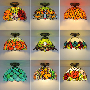 European Retro Iron LED Crystal Ceiling Bedroom Study Cozy Romantic Bar Cafe Corridor Hallway Tiffany Lamp Warm White Energy