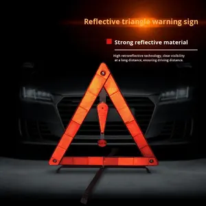 Signalisation de danger réfléchissante triangulaire pliable orange d'urgence, kit d'outils d'urgence, matériau PS pour panne de circulation - Product Image 1