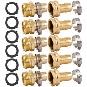 Kit de réparation de raccords de tuyau d'arrosage solides avec colliers de serrage, adapté aux raccords de tuyau d'arrosage de 3, 4, 5 et 8 pouces, raccords mâles et femelles - Product Image 1