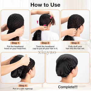 Bonnet <span class=keywords><strong>de</strong></span> <span class=keywords><strong>nuit</strong></span> en satin 2-en-1 détachable avec logo personnalisé, ajustable, idéal <span class=keywords><strong>pour</strong></span> les femmes, réutilisable <span class=keywords><strong>pour</strong></span> un usage quotidien - Product Image 3
