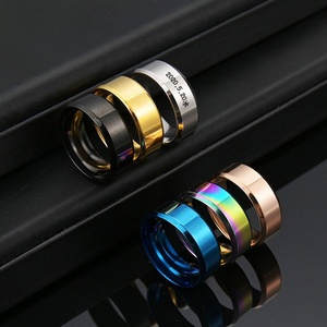 Bagues unies en acier inoxydable gravées, plaquées or 18 carats, argent, noir, bleu, arc-en-ciel, bijoux de fiançailles modernes pour homme - Product Image 1
