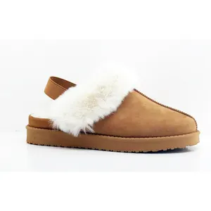 slippers with fur Hot selling custom warm winter brown short boots snow boots outdoor slippers wholesale fur slippers