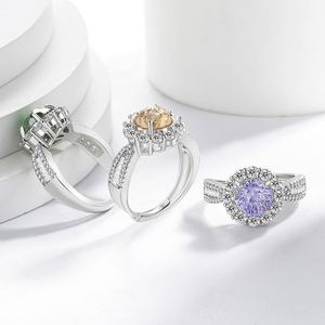 Anillos de Boda, Anillo de Compromiso con Circonita Morada Brillante y Colorida, Anillo de Lujo para Fiesta de Aniversario de Bodas - Product Image 3