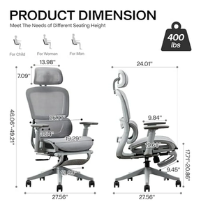 <span class=keywords><strong>Chaise</strong></span> de jeu à cadre en <span class=keywords><strong>plastique</strong></span> gris avec dossier ottoman intégré Réglage de la hauteur <span class=keywords><strong>Chaise</strong></span> de <span class=keywords><strong>bureau</strong></span> en maille complète Support lombaire mobile - Product Image 6