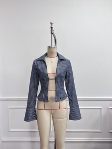 Thời Trang Mùa Thu Mùa Xuân Mùa Hè Quần Áo Giản Dị Sexy Dài Tay Phụ Nữ Hollow out Sọc Áo Sơ Mi Top Người Phụ Nữ Tops Thời Trang Áo Cánh - Product Image 3