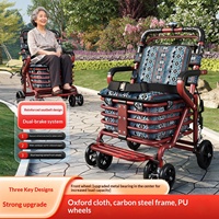 Siège de poussette pliable portable à quatre roues – Imperméable, léger, durable, aide à la mobilité de classe II pour seniors, chariot de courses
