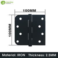 Charnière de porte en acier de style américain et canadien, rayon 5/8 po, charnière en fer pour porte de 4 pouces, nickel noir, vente en gros