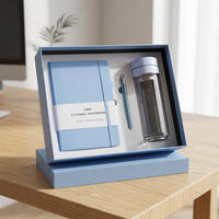 Coffret Cadeau Carnet A5 Effet Cuir le Plus Vendu avec Bouteille en Verre à Double Paroi et Stylo pour Usage Professionnel, Corporatif et Clients B2B