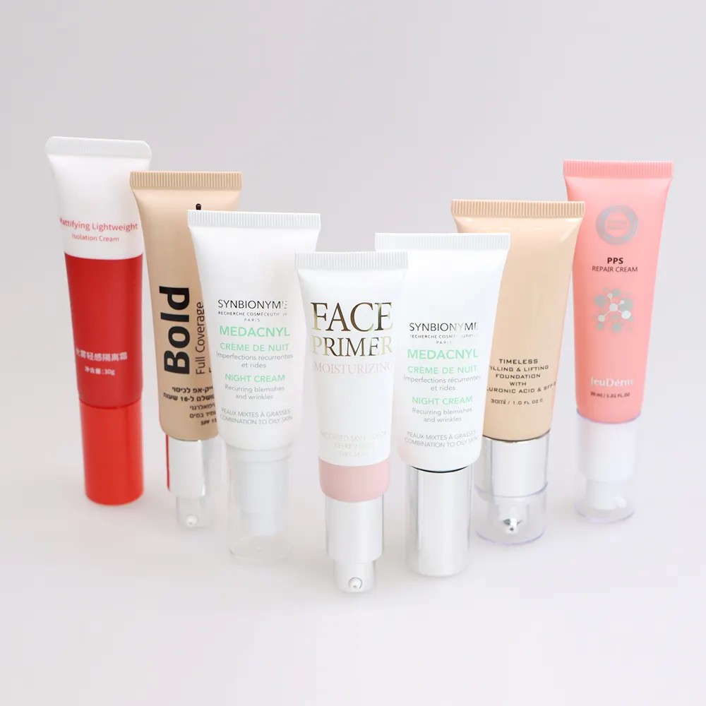 Custom Plastic Cosmetic Tubes Foundation Lotions Sunscreen-Empty 15ml 30ml 100ml Squeeze Sizes Face Wash Eye Cream Hand Cream