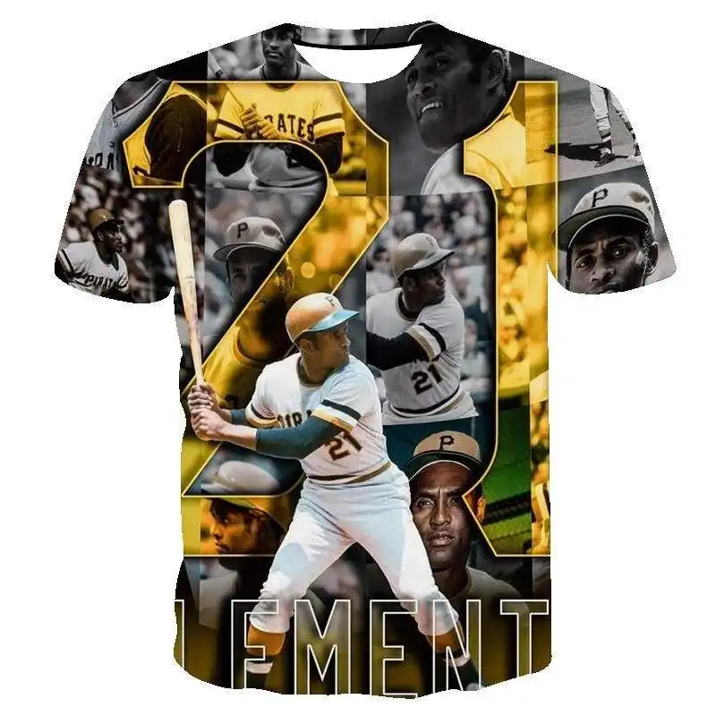 Kostenloser Versand Amerikanische Legende Roberto Clemente US Baseball Uranus Nr. 21 Trikot T-Shirt