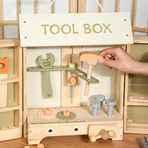 Ensemble d'Outils Éducatifs Montessori pour Enfants Boîte à Outils en Bois Bricolage Simulation Vis et Écrous Kit Boîte à Outils à Double Porte Jouets pour Enfants - Product Image 4