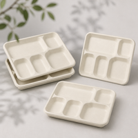 Assiette jetable durable en bagasse pour la restauration, les plats à emporter et les repas quotidiens