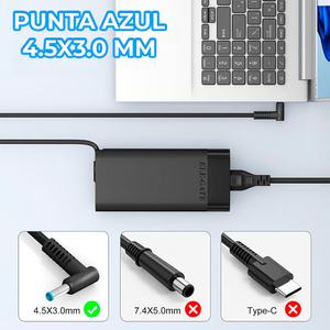 Chargeur pour ordinateur portable Ele-Gate 135W, embout bleu 4,5 mm x 3,0 mm, 19,5 V 6,15 A, compatible avec HP - Product Image 2