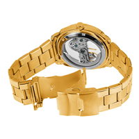 Montre mécanique automatique de luxe pour hommes, de marque Forsining, de qualité usine, en acier, avec cadran squelette transparent et forme pont.