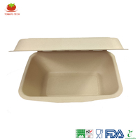 Boîte à lunch écologique en pulpe de canne à sucre de 600 ml, boîte à lunch en forme de coquille, biodégradable, compostable, conteneur alimentaire, emballage à emporter de 7 x 5 pouces