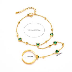 Bijoux étanches en acier inoxydable chaîne de doigt papillon en plaqué or bracelet bracelets de doigt anneau chaîne de main - Product Image 5