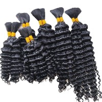 Cheveux à tresser en vrac Deep Wave pour tresses bohèmes, 60% cheveux humains, perruques en vrais cheveux tissées à la main, 100g, 14-24 pouces, couleurs noir/brun/blond
