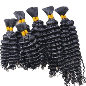 Cheveux à tresser en vrac Deep Wave pour tresses bohèmes, 60% cheveux humains, perruques en vrais cheveux tissées à la main, 100g, 14-24 pouces, couleurs noir/brun/blond - Product Image 6