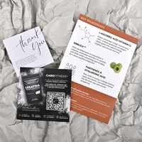 Cartes de suivi sur les réseaux sociaux en papier imprimé à l'encre de soja personnalisée pour l'introduction de produits, la promotion de la marque, carte de remerciement avec code QR